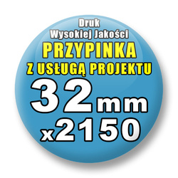 Przypinki 2150 szt. / Buttony Badziki Na Zamówienie / Twój Wzór Logo Foto Projekt / 32 mm.