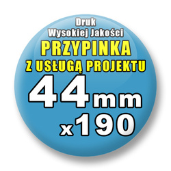 Przypinki 190 szt. / Buttony Badziki Na Zamówienie / Twój Wzór Logo Foto Projekt / 44 mm.