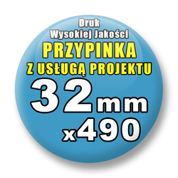 Przypinki 490 szt. / Buttony Badziki Na Zamówienie / Twój Wzór Logo Foto Projekt / 32 mm.