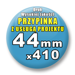 Przypinki 410 szt. / Buttony Badziki Na Zamówienie / Twój Wzór Logo Foto Projekt / 44 mm.